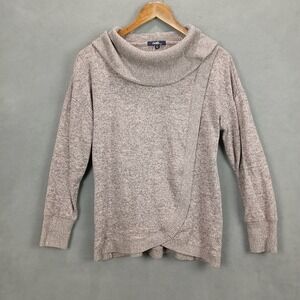Angels Forever‎ Young Sweater Womens Medium Tan Pink Turtle Neck Crossover Front